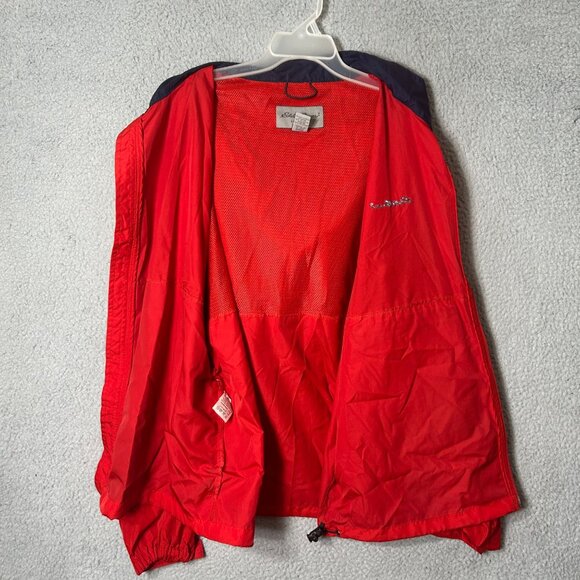 Eddie‎ Bauer Windbreaker Jacket Mens L Red Hooded Lightweight Rain All Weather - Picture 4 of 12